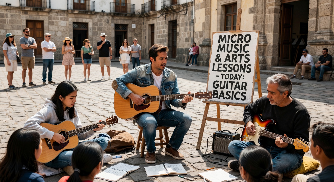 Guitarra española en una plaza